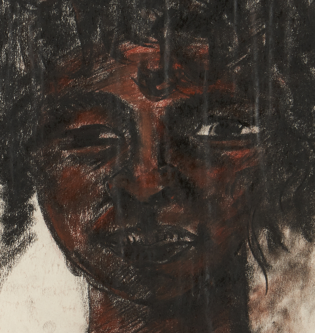 Lot 968: Attr. Charles Cutler, Portrait on Paper of an African American Girl