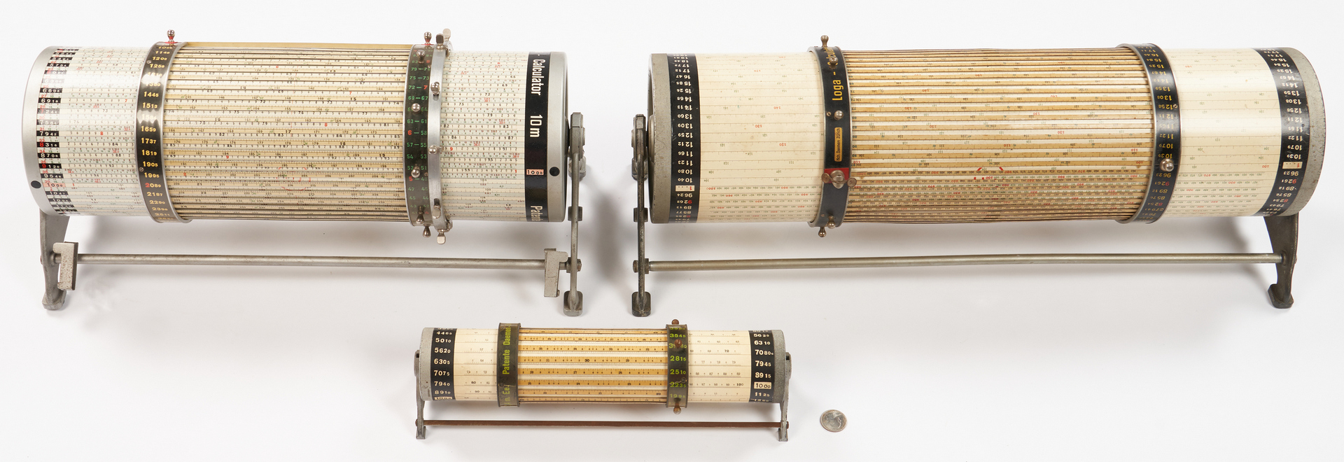 Lot 972: 3 Loga Rechenwalzen Cylindrical Calculating Drums