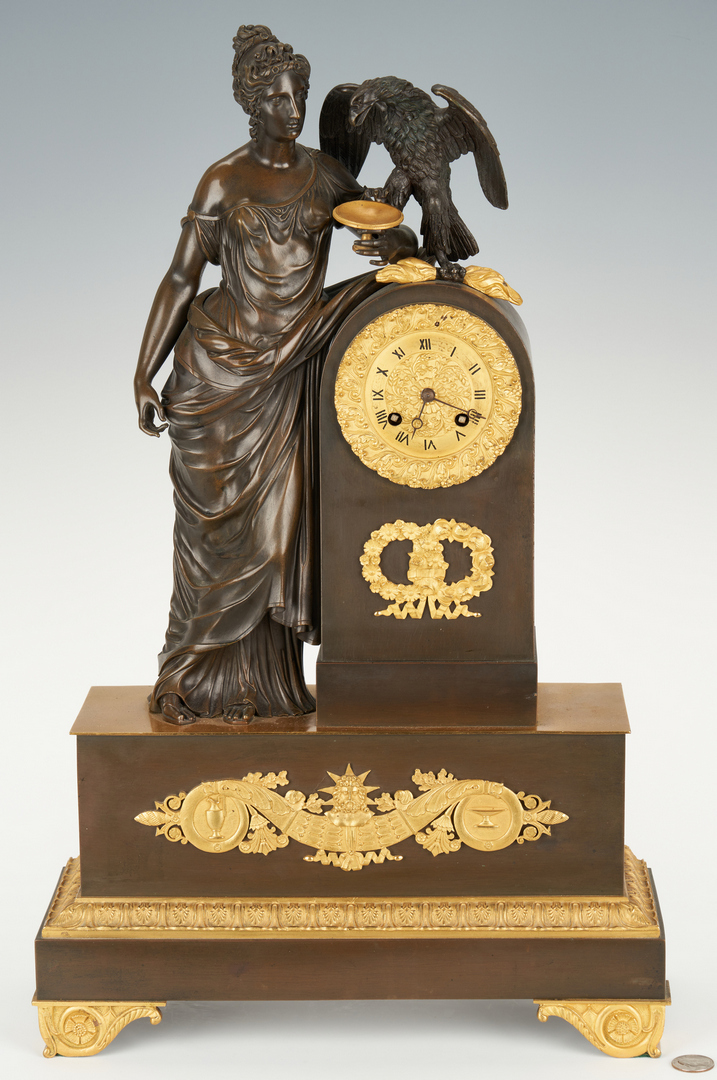 Lot 97: French Empire Figural Gilt Bronze Clock