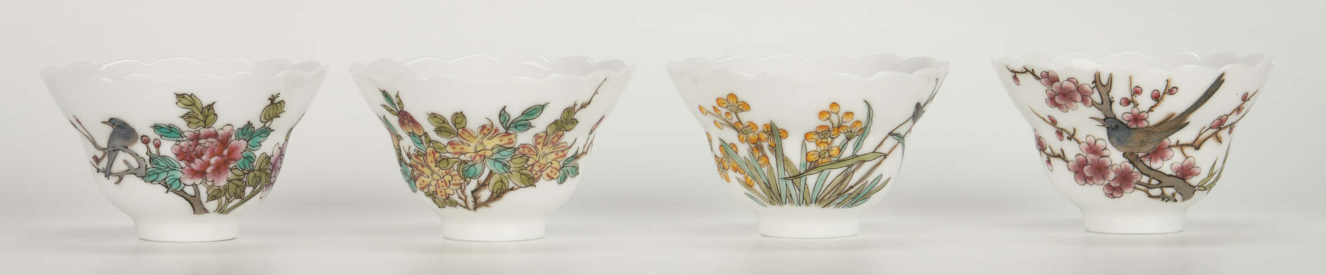 Lot 989: 14 Asian Decorative Items, incl. Porcelain Month Wine Cups