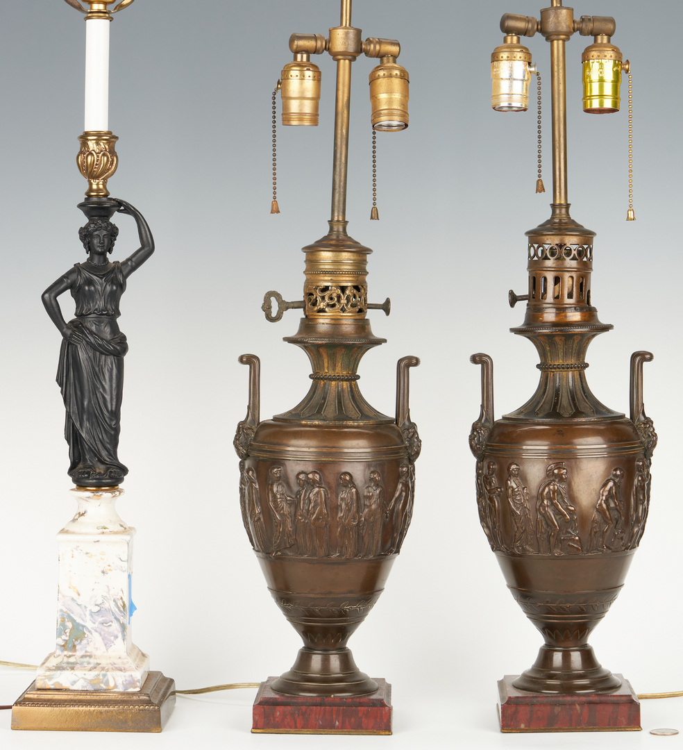 Lot 98: 3 Lamps incl. Barbedienne Bronze Urns