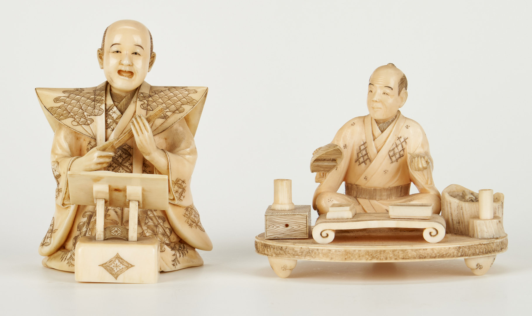 Lot 990: 6 Japanese Carved Okimono Figurals