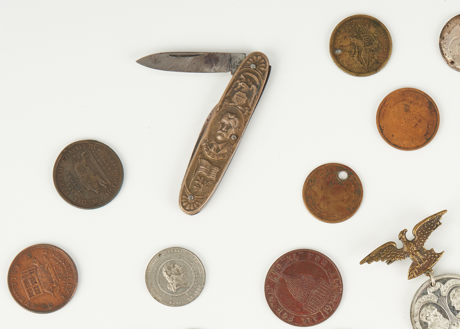 Lot 1004: 31 Political Ephemera Items, incl. Roosevelt Pocket Knife