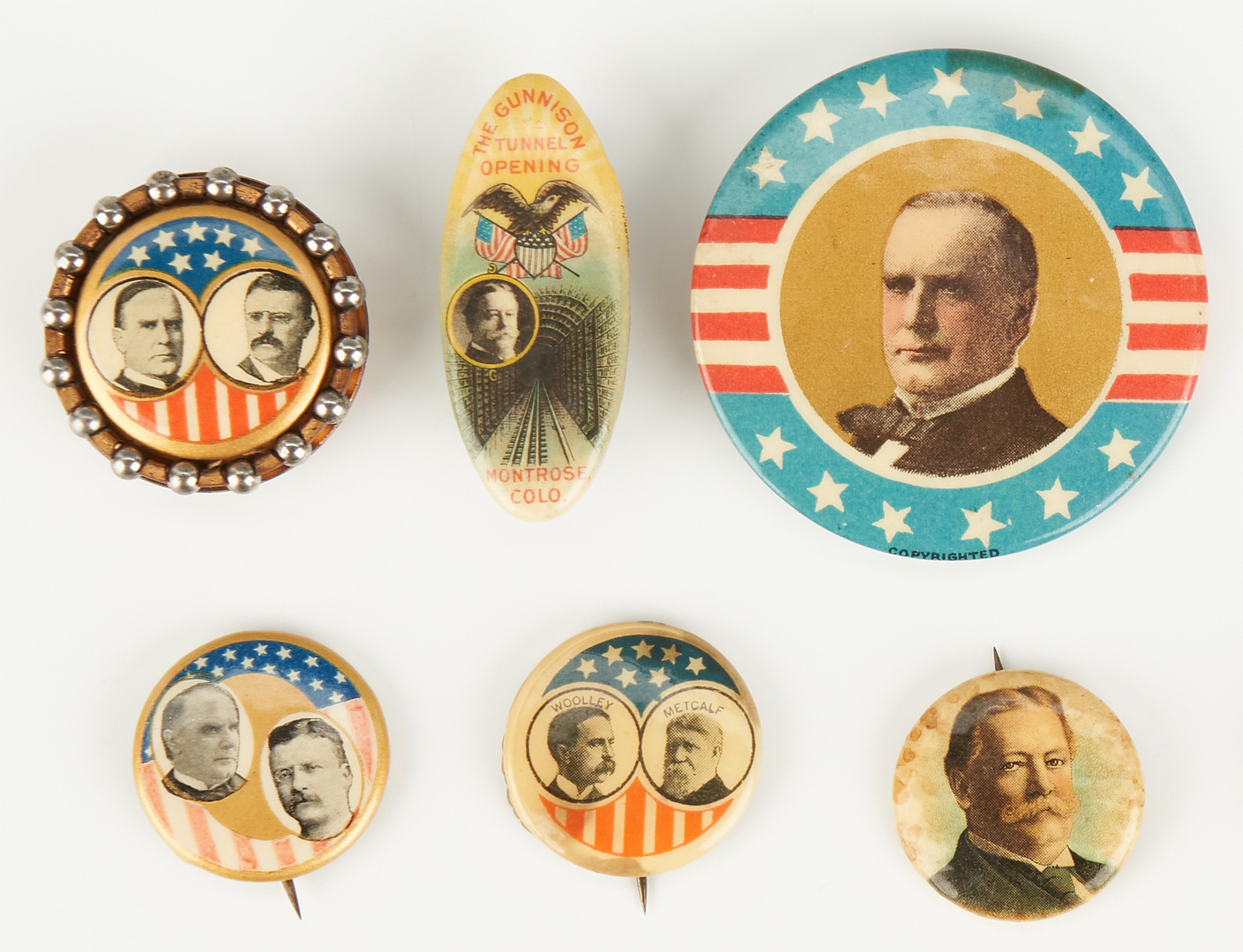 Lot 1010: 18 Political Buttons, incl. McKinley, T. Roosevelt, Taft