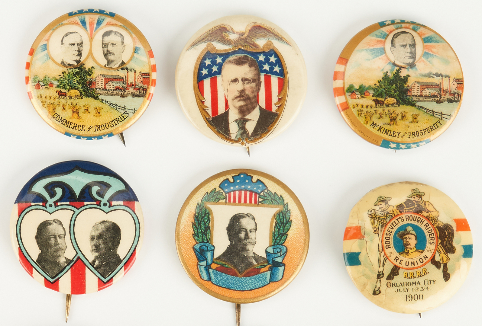 Lot 1010: 18 Political Buttons, incl. McKinley, T. Roosevelt, Taft