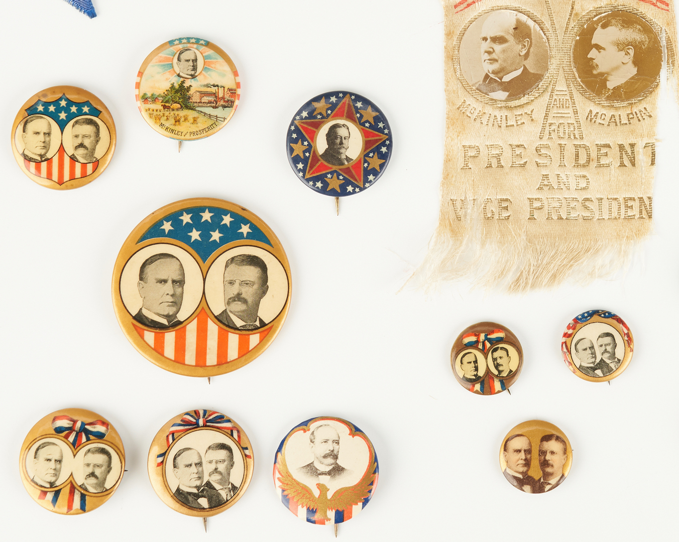 Lot 1011: 23 Presidential Campaign Ephemera Items, incl. McKinley, T. Roosevelt, Taft