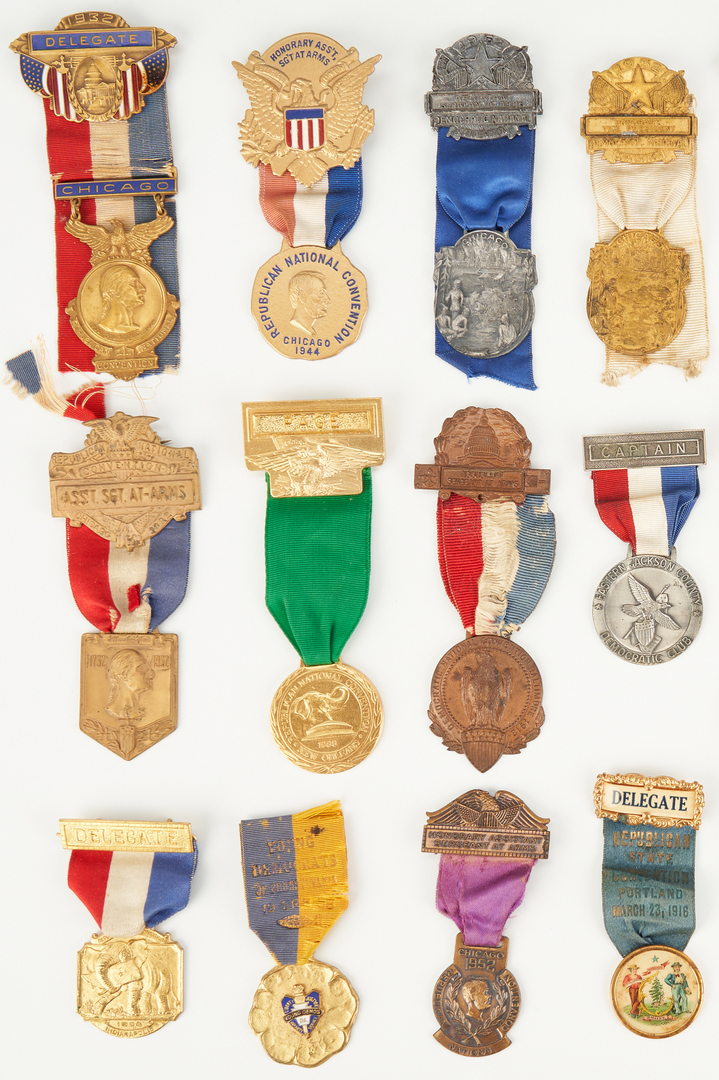 Lot 1016: 21 Political Party Convention Badges, dated 1897-1996