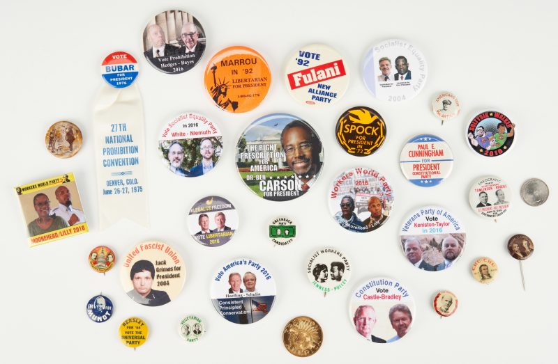 Lot 1017: 30 Third Party Candidate Ephemera Items, incl. Buttons