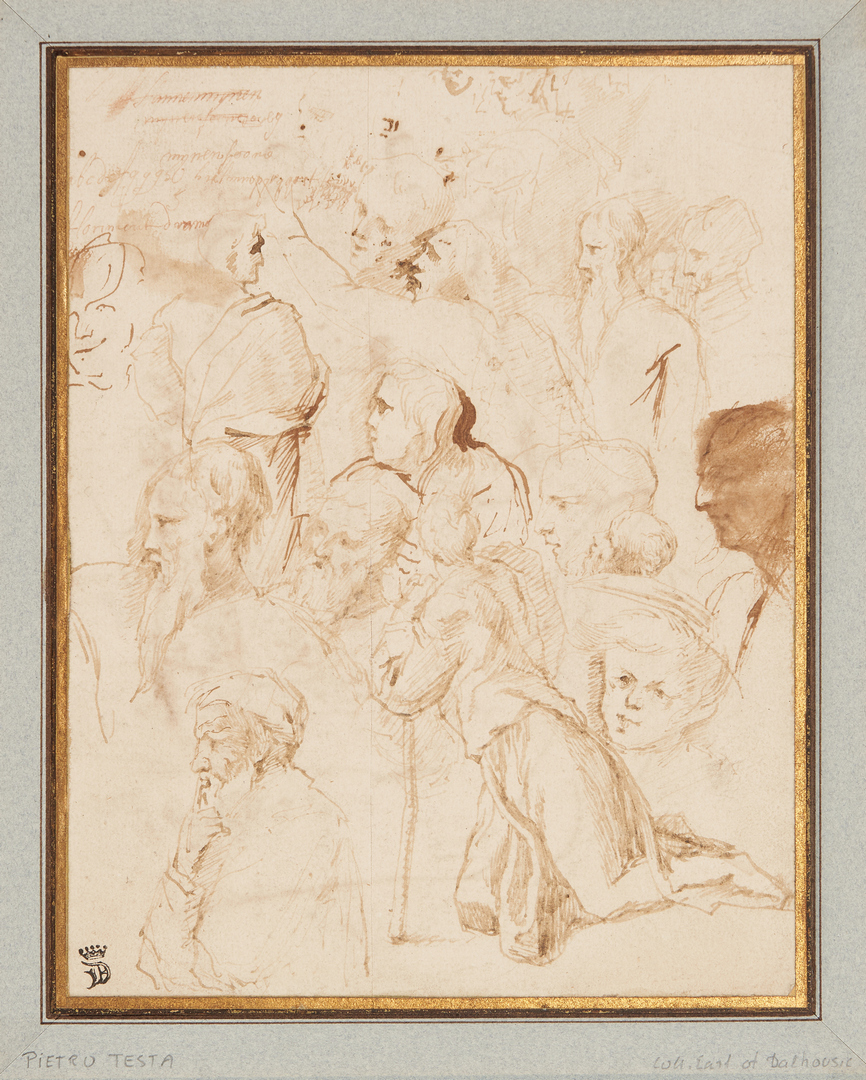 Lot 101: Attr. Pietro Testa, Old Master Pen and Ink Figure Drawing