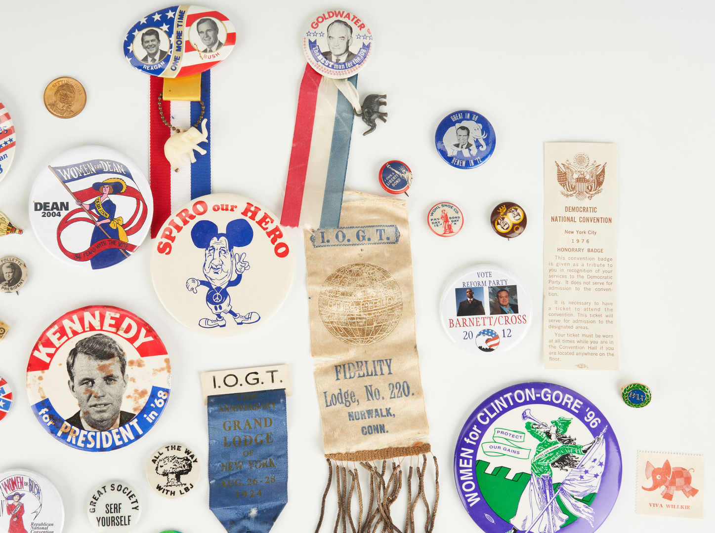 Lot 1026: 79 Political Ephemera Items, incl. Presidential Campaign Buttons