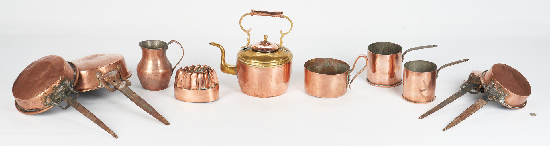 Lot 1049: 10 pcs. Early Copper Cookware inc. Signed