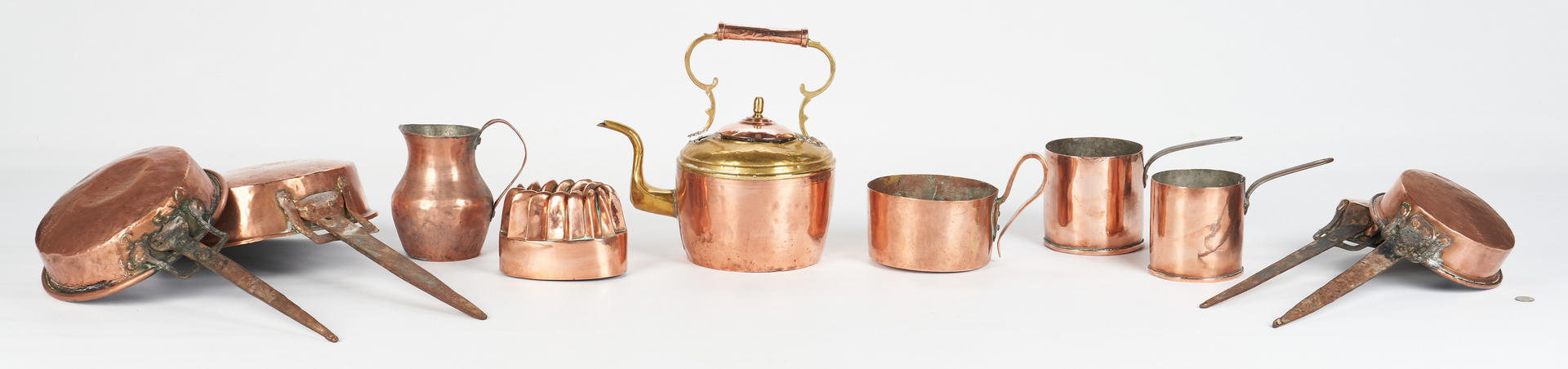 Lot 1049: 10 pcs. Early Copper Cookware inc. Signed