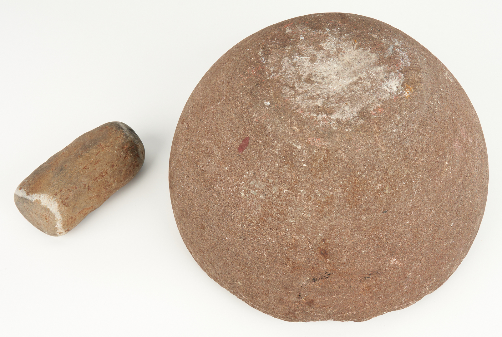 Lot 1054: Native American Mortar & Grinding Stone Pestle