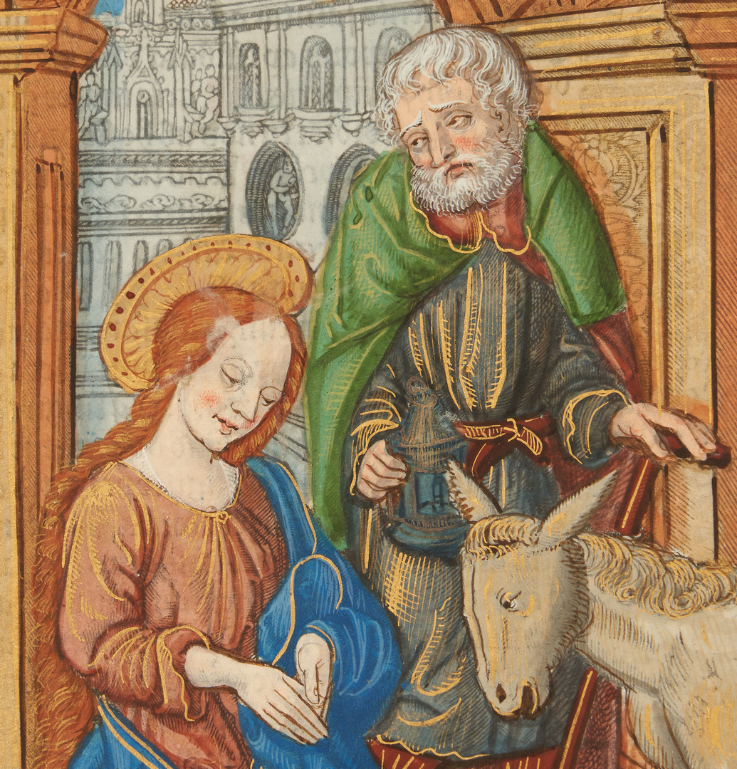 Lot 105: Illuminated Miniature Painting on Vellum, The Nativity