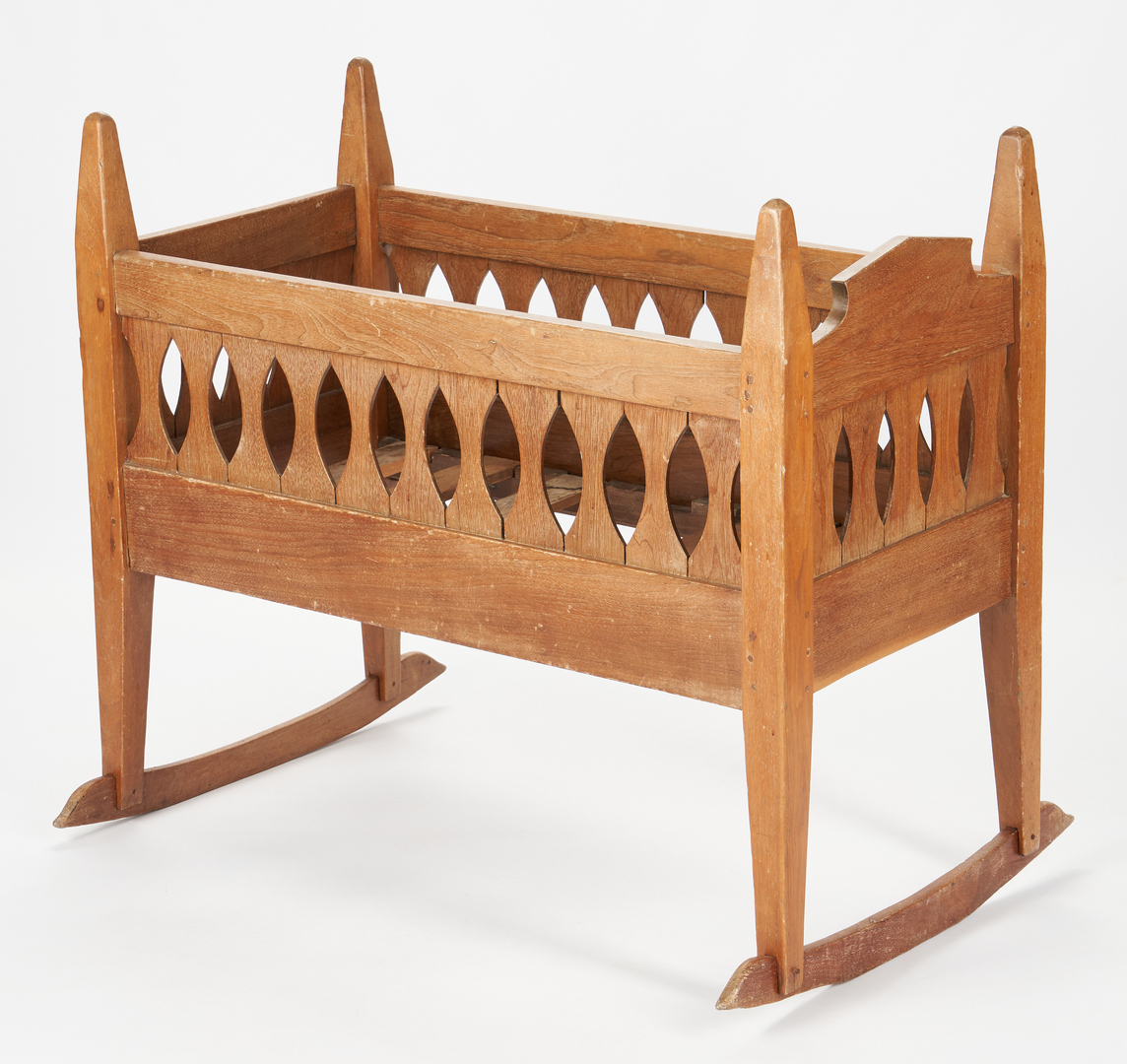Lot 1065: Paint Decorated Crib, Cradle, & Miniature Dresser