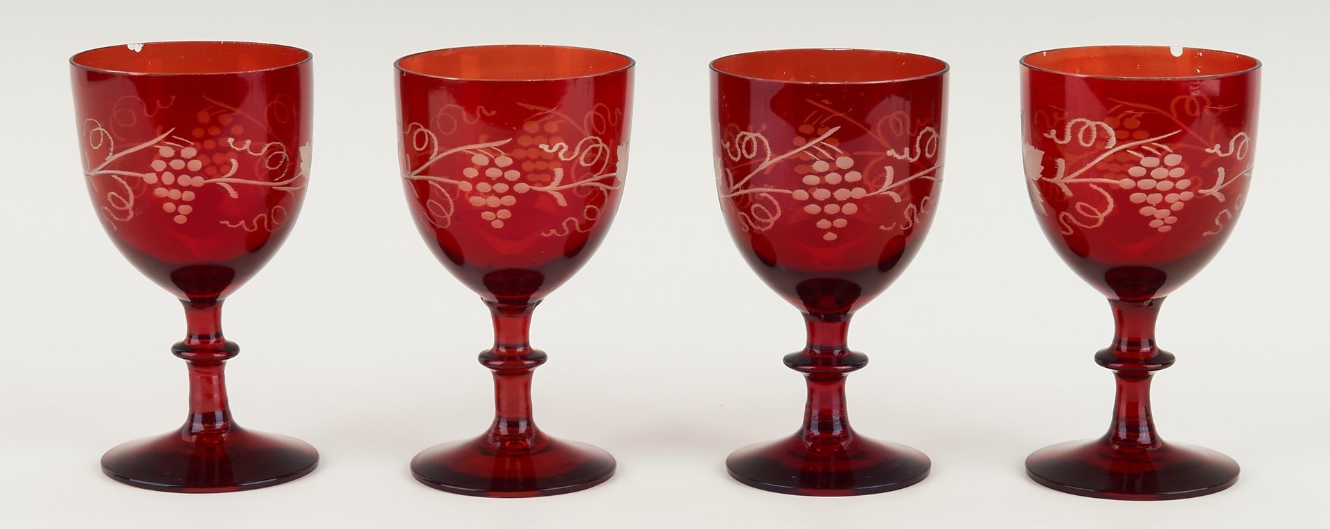 Lot 1080: Group Bohemian Ruby Flashed Decanters & Goblets