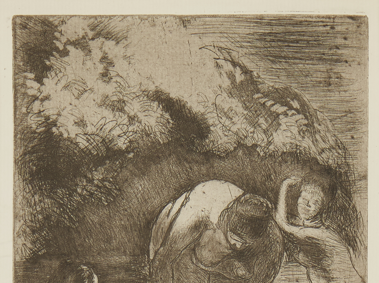 Lot 108: Camille Pissarro Etching, Three Women Bathing