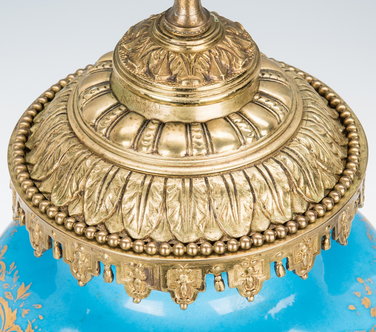 Lot 1090: Sevres Style Gilt Bronze Mounted Lamp