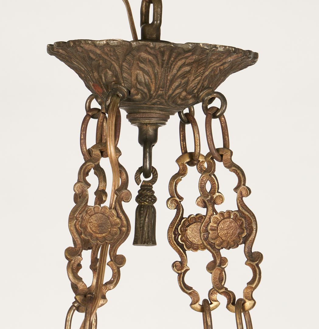 Lot 1112: Bronze and Blue Glass Chandelier