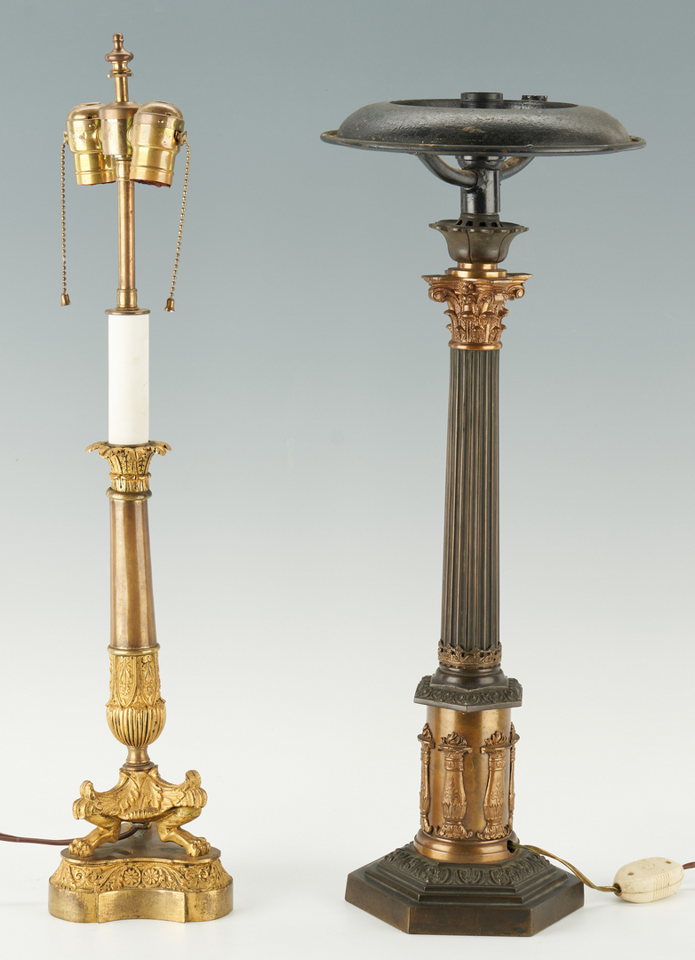 Lot 1115: 2 French Empire Style Candlestick Lamps inc. Ormolu