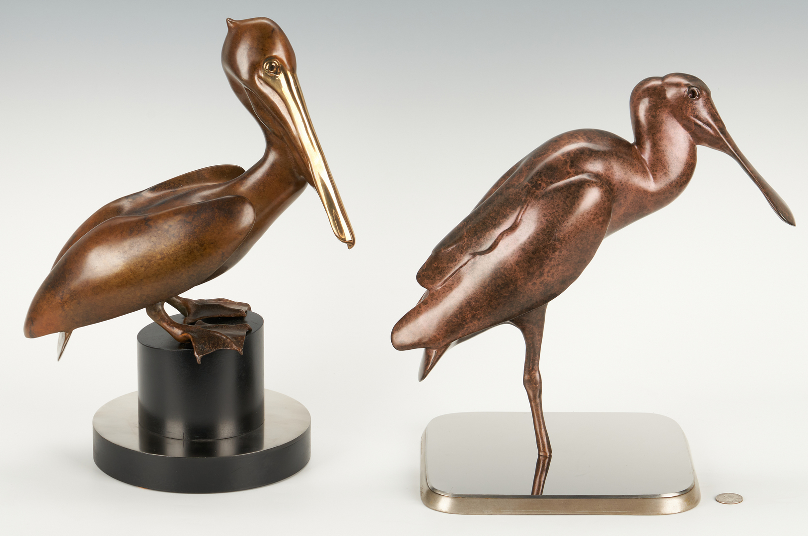 Lot 1120: Kim Donaldson Bronze Pelican and Spoonbill Sculpture