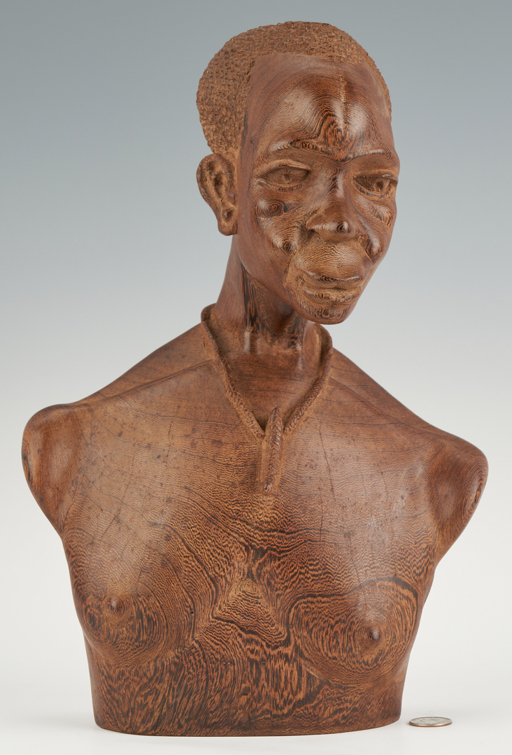 Lot 1122: Early 20th Cent. African Carved Wood Bust