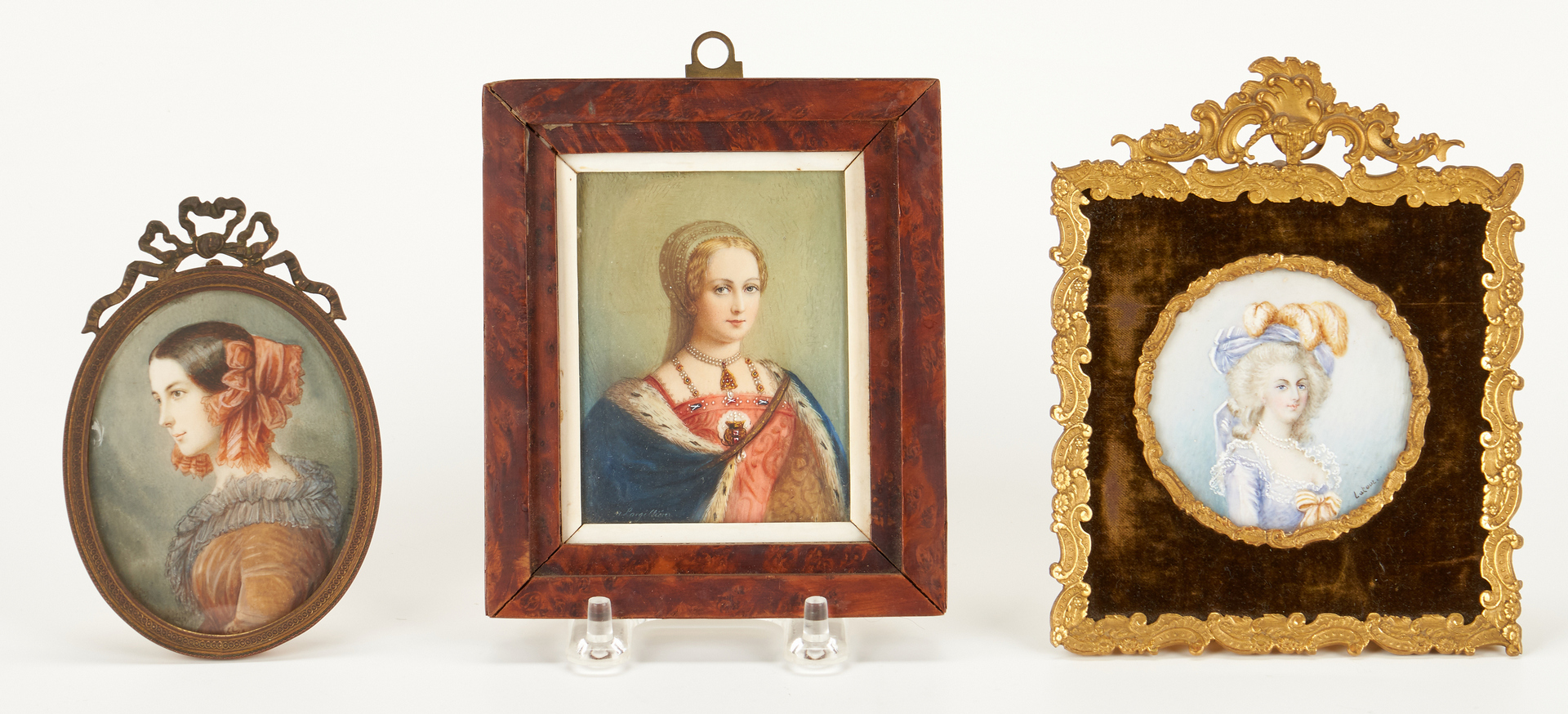 Lot 1147: 4 Signed Portrait Miniatures, incl. Lady Jane Grey