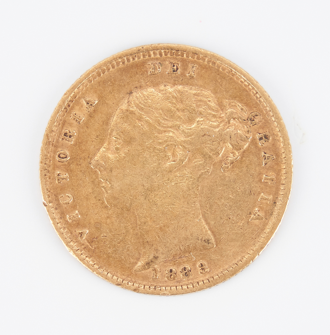 Lot 1165: 1883 London Mint Victoria 'Shield' Half Sovereign Gold Coin