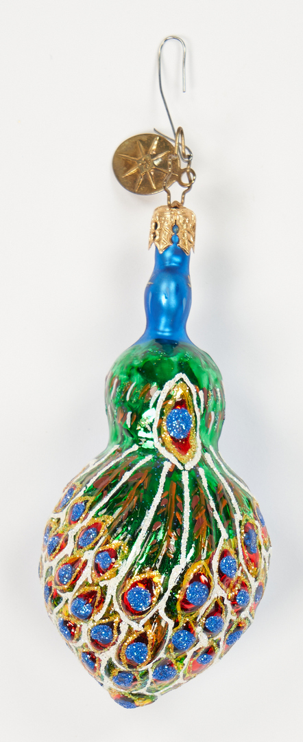 Lot 1180: 34 Christopher Radko Christmas Items, incl. Peacock In Living Color