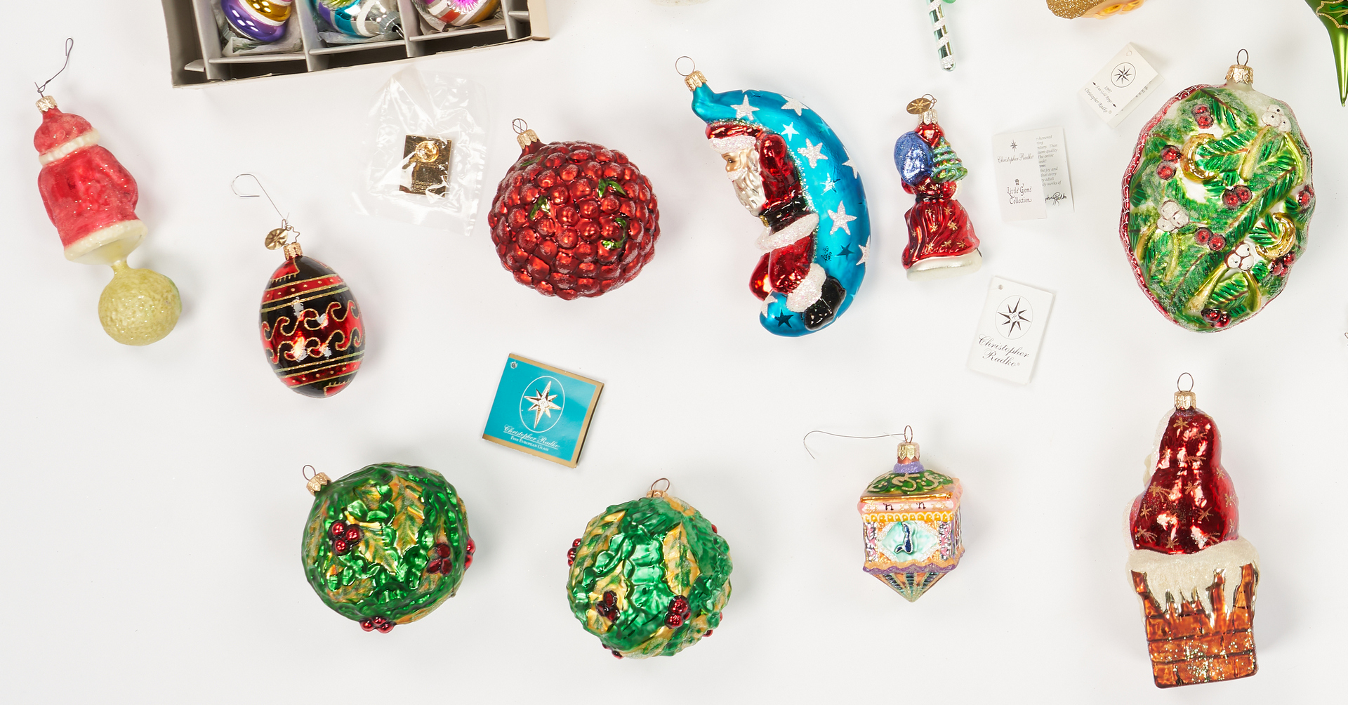 Lot 1181: 37 Christopher Radko Christmas Items, incl. Ornaments, boxed set