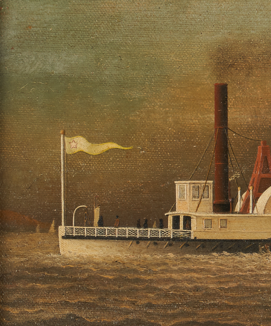 Lot 121: American School, 19th C. Steamboat Painting