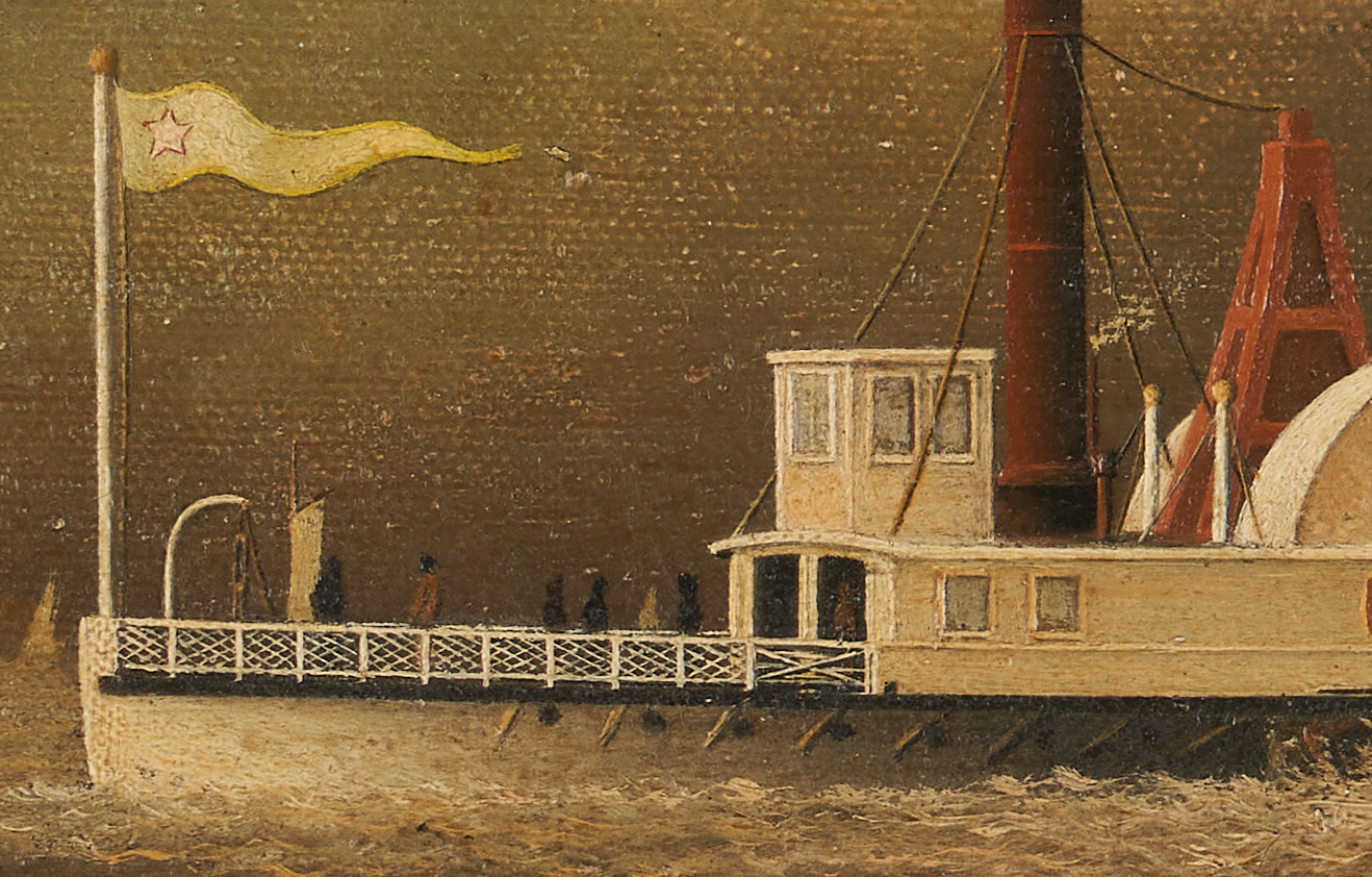 Lot 121: American School, 19th C. Steamboat Painting