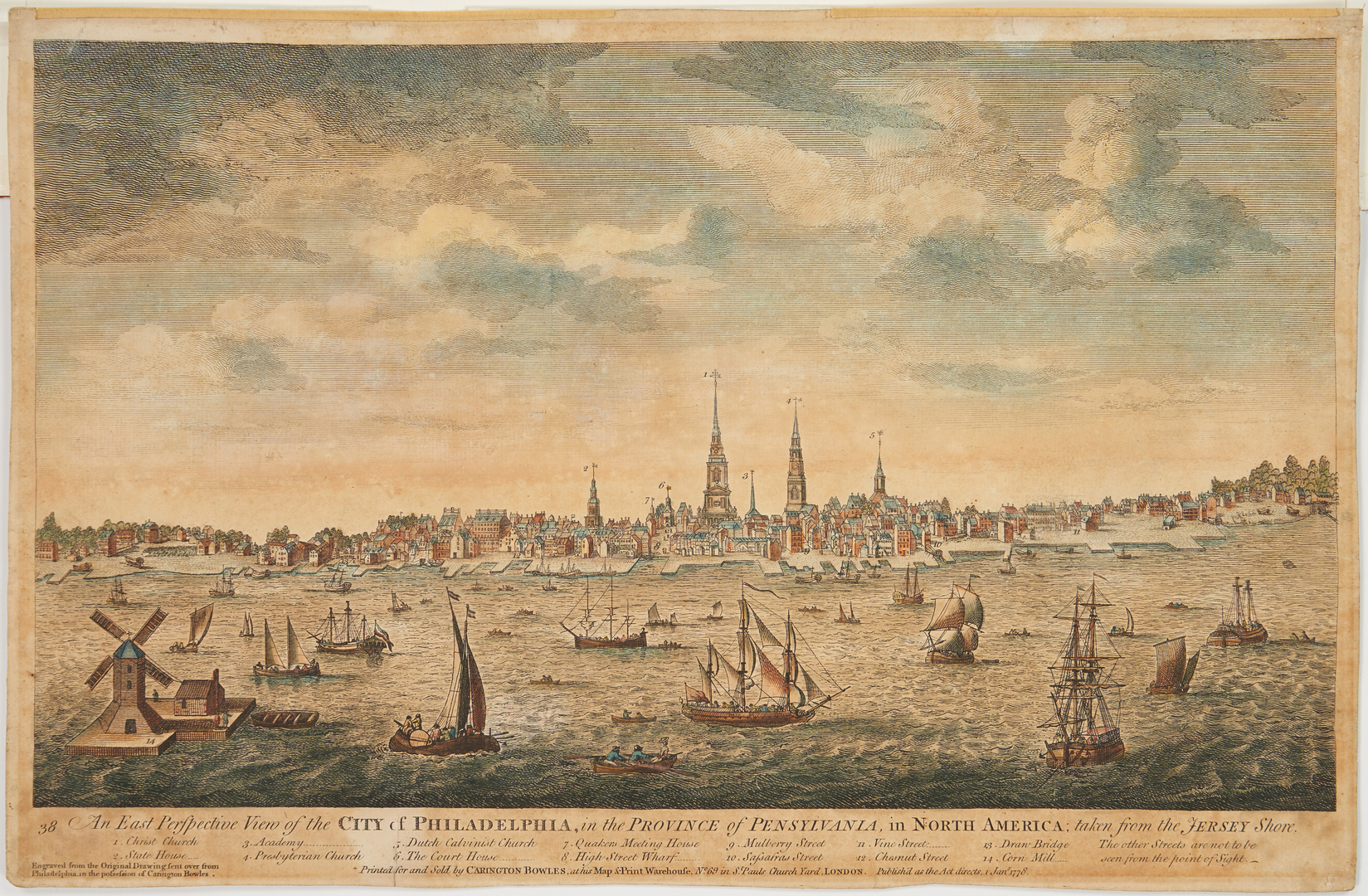 Lot 126: Bowles View of Philadelphia, Heap and Scull