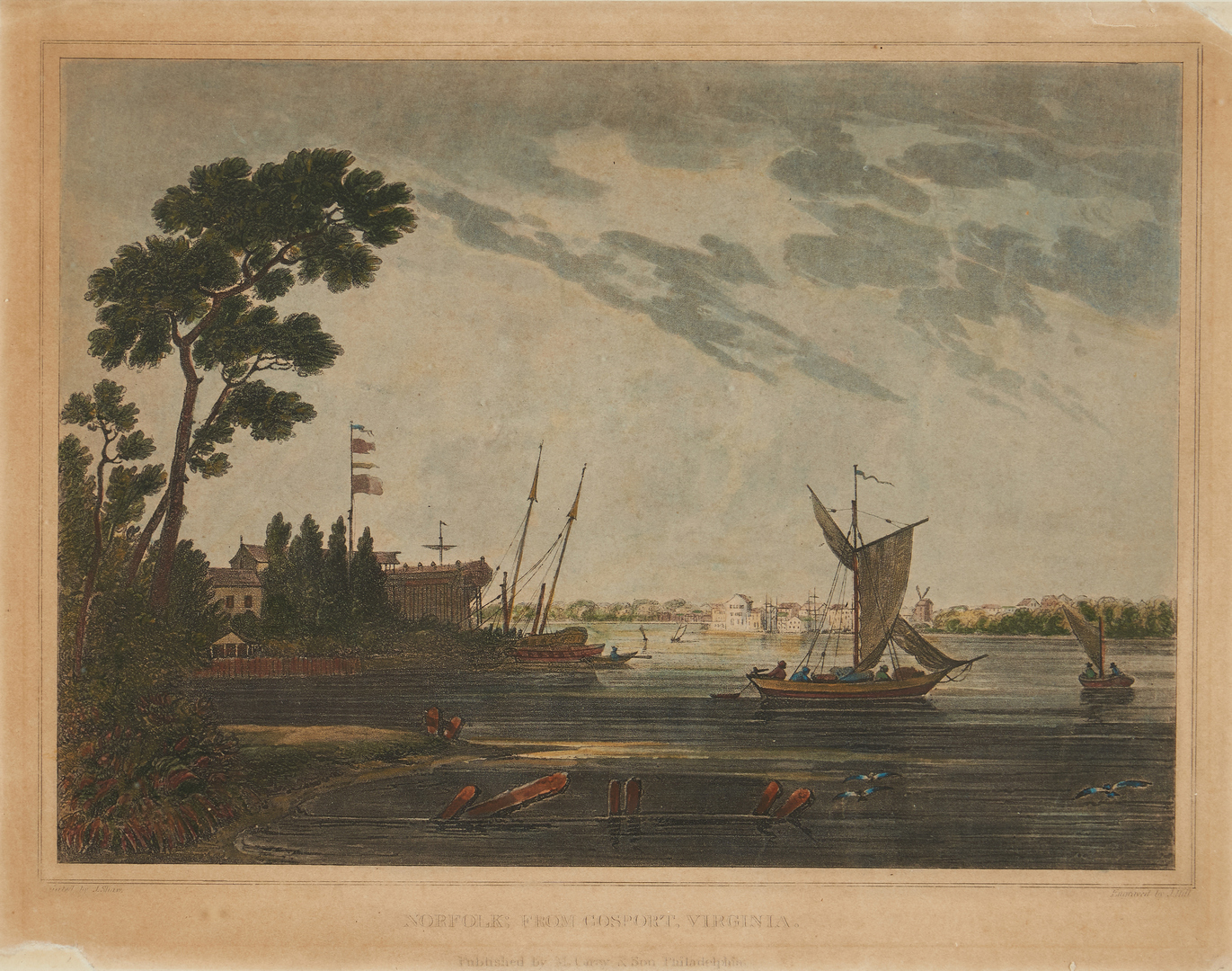 Lot 127: View of Norfolk from Cosport Virginia c. 1820