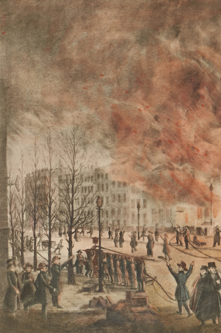 Lot 128: Burning of the NY Merchant's Exchange, 1909 lithograph