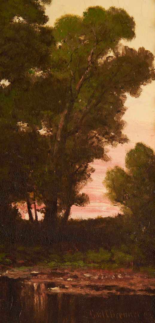 Lot 136: Carl Christian Brenner O/C, Sunset Landscape Painting