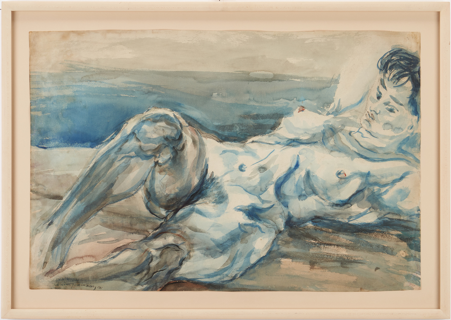 Lot 142: Joseph Delaney Watercolor of a Nude Woman