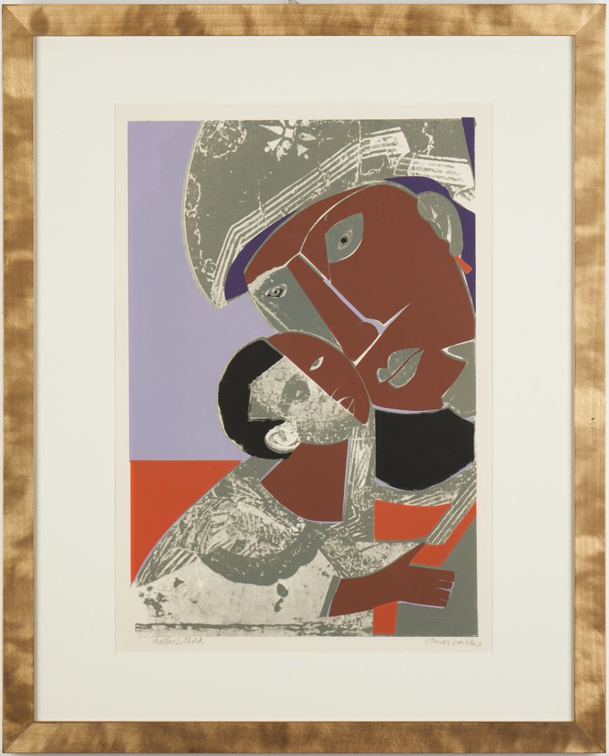 Lot 143: Romare Bearden Serigraph, Mother and Child