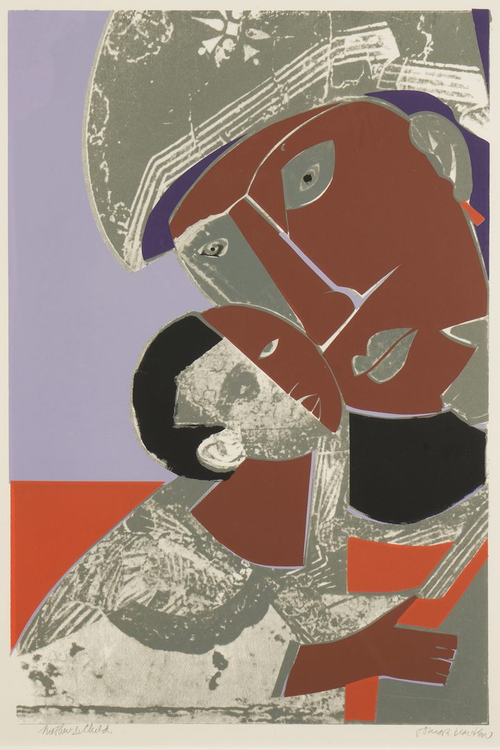 Lot 143: Romare Bearden Serigraph, Mother and Child