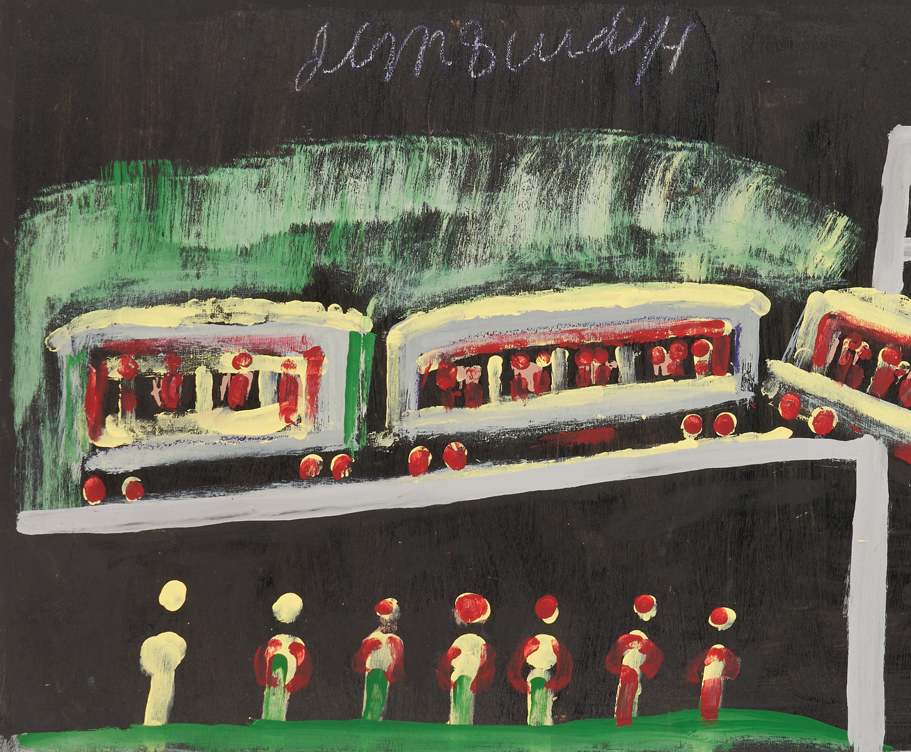 Lot 152: 2 J. L. Sudduth Paintings, Train Scene & Streetcar