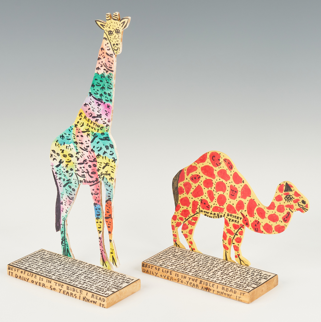 Lot 154: Howard Finster Folk Art Camel & Giraffe Bookends