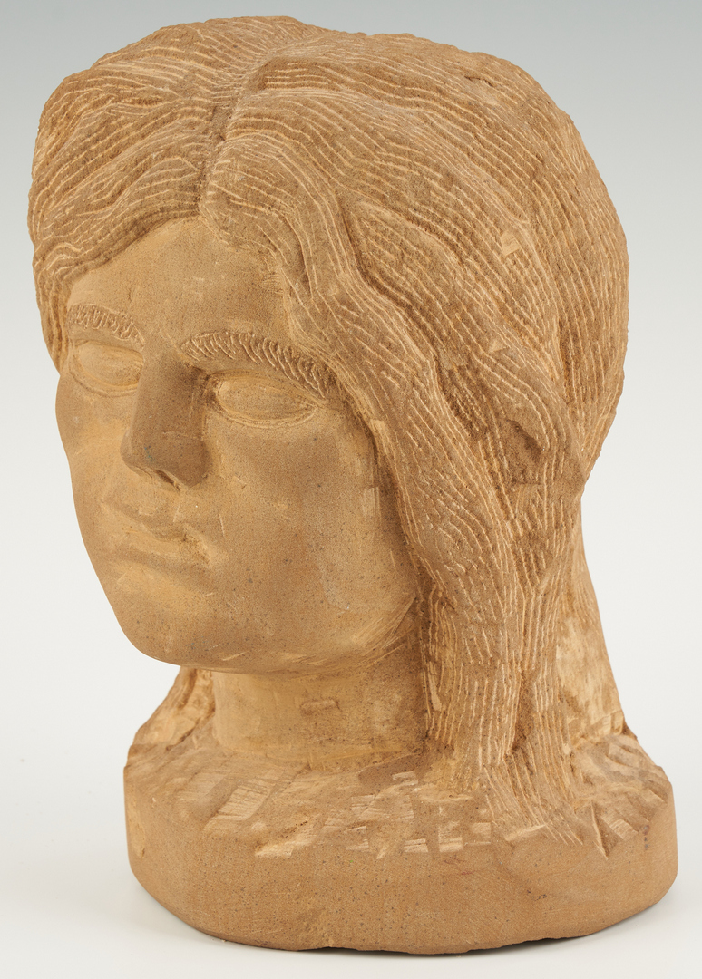 Lot 155: Popeye Reed Carved Female Head & Plaque