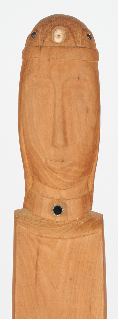 Lot 158: Olen Bryant Tall Wood Sculpture With Crown