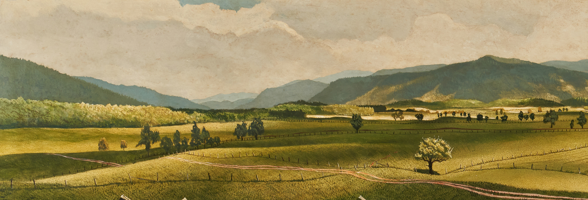 Lot 166: John Chumley Cades Cove Oil on Board Painting