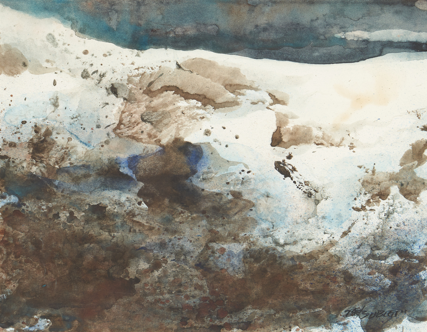 Lot 167: 2 Carl Sublett Watercolors, Hill Tree & Winter Mountain