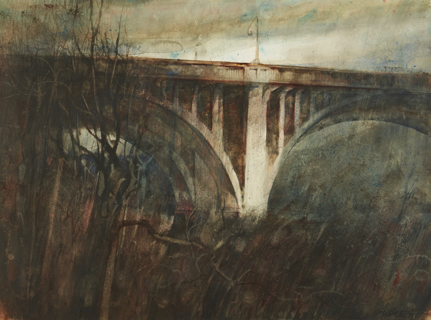Lot 168: Carl Sublett Watercolor, Gay Street Bridge