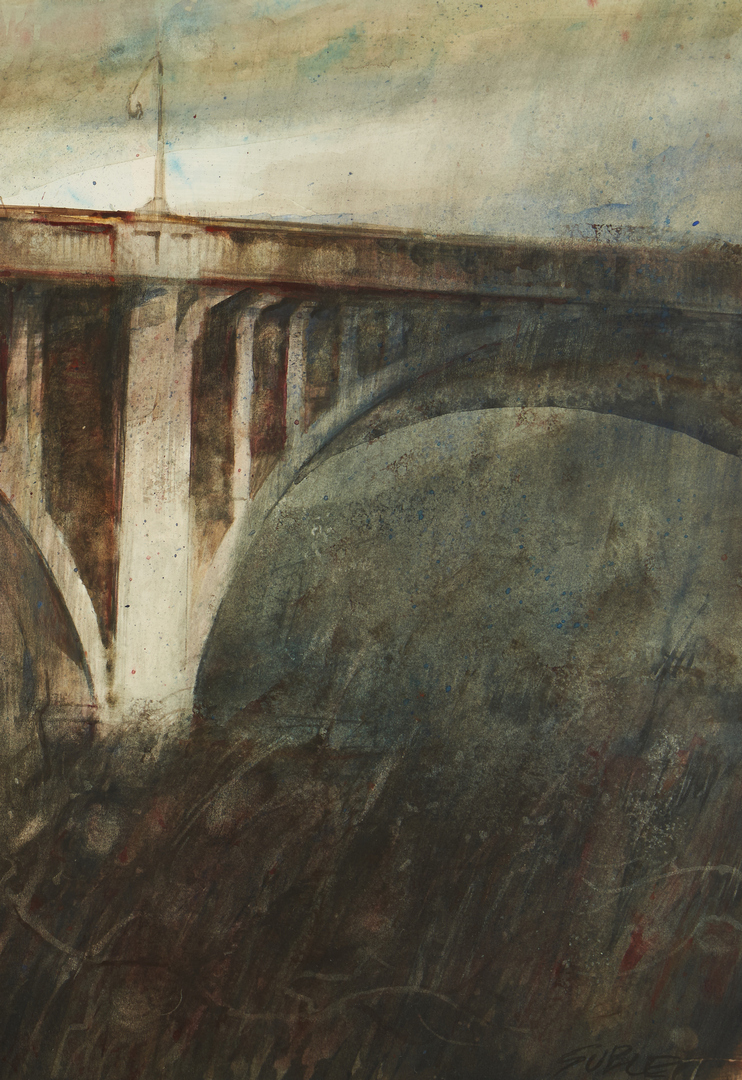 Lot 168: Carl Sublett Watercolor, Gay Street Bridge