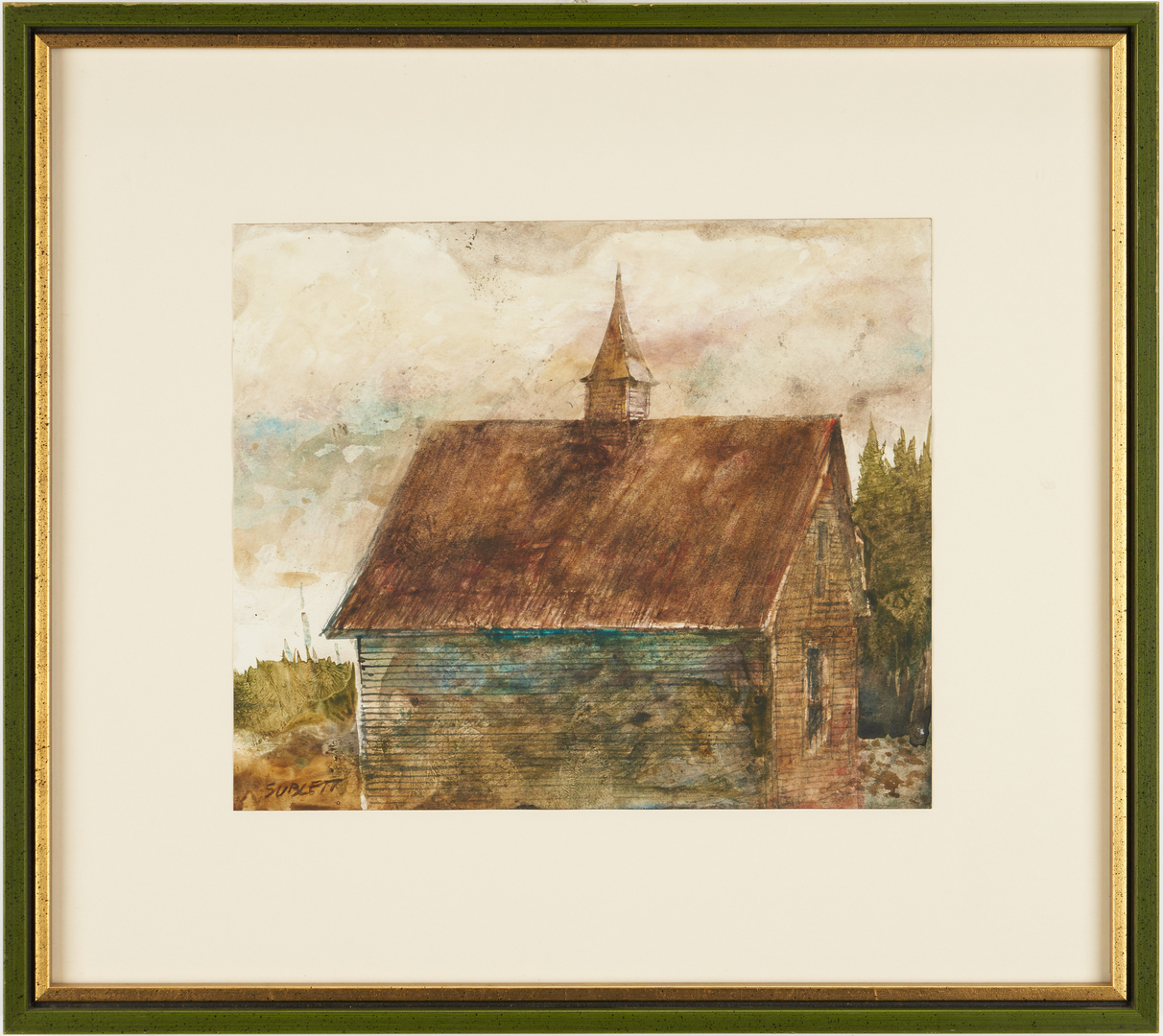Lot 169: 2 Carl Sublett Watercolor Paintings incl. The Steeple House