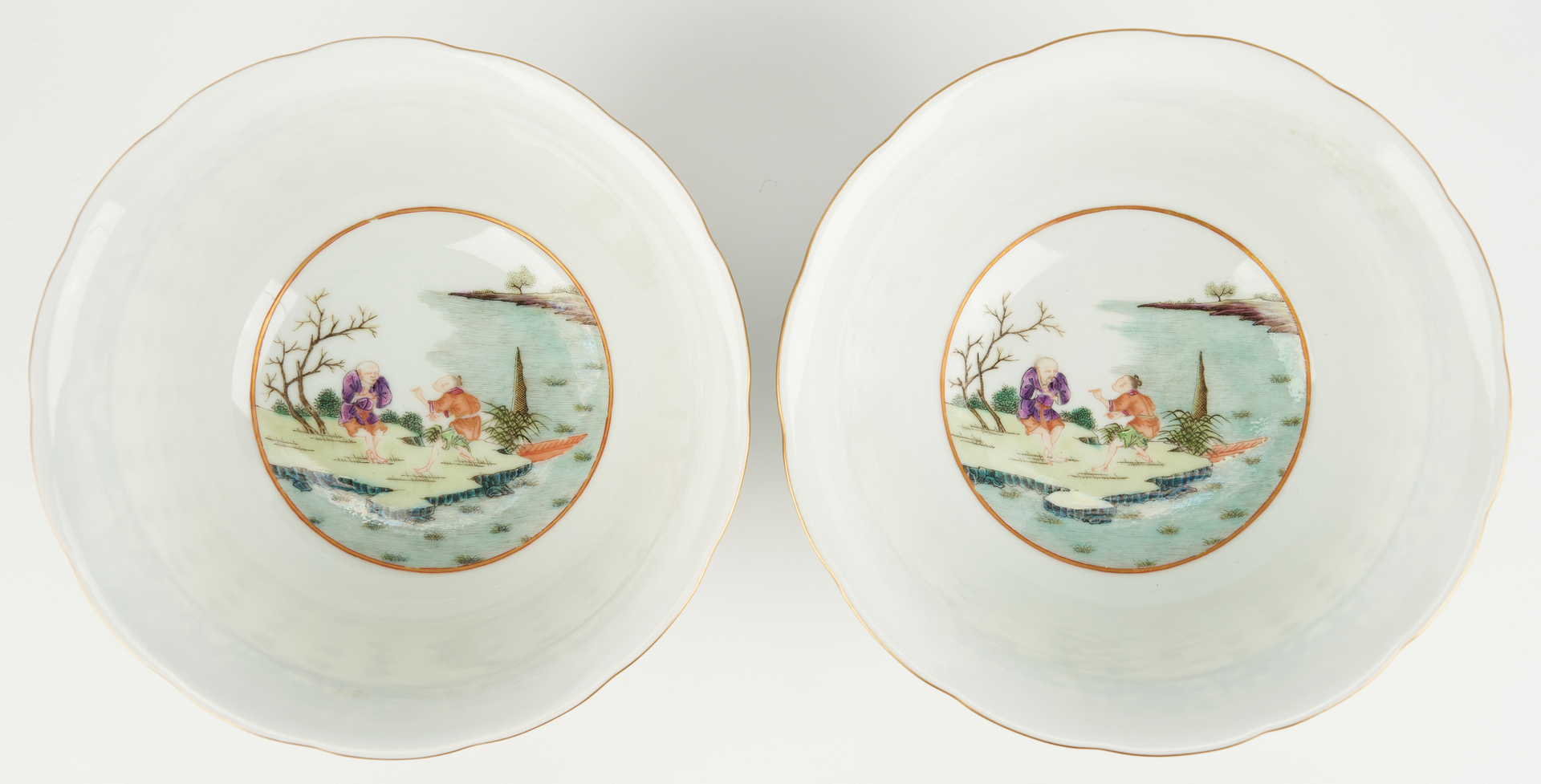 Lot 16: Pair Chinese Bowls with Calligraphy