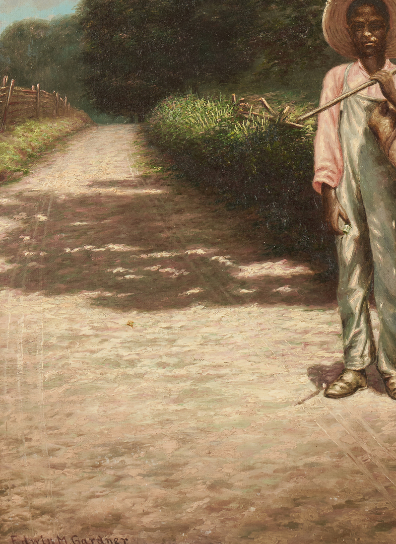 Lot 171: Exhibited Edwin M. Gardner Painting, Hoe in Hand